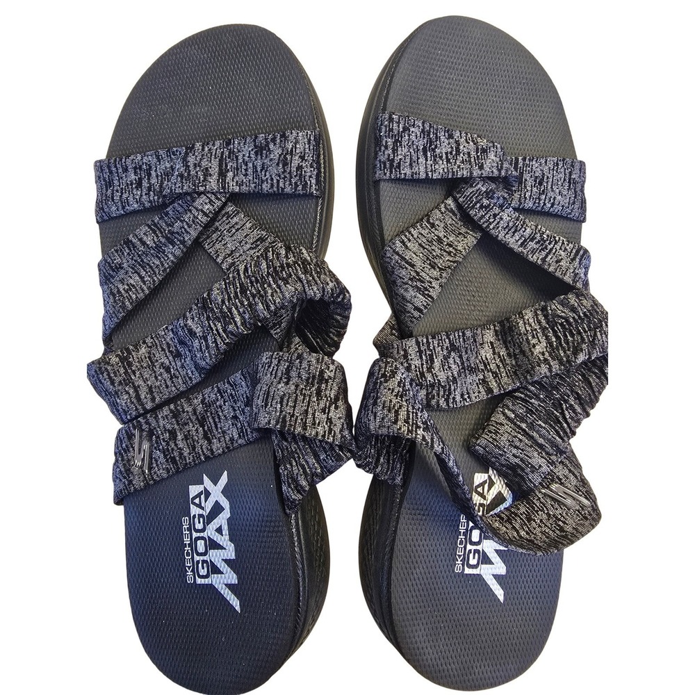 Skechers On-The-Go 600 Goga Max Womens Sandals Black Grey‎ 14682 BKGY Size 7